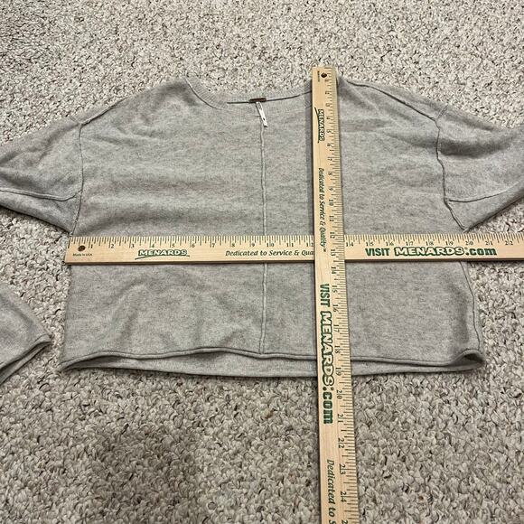 Free People Cashmere Silk Blend Sweater Long Sleeve Sz S Beige Cropped Casual - Picture 5 of 7